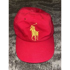 Ralph Lauren Fragrances Red Polo Hat Embroidered #2 With Strap Backing